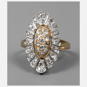 Großer Brillantring Gelb- und Weißgold
