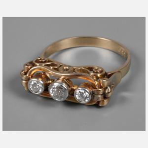 Art Déco Ring mit drei Brillanten