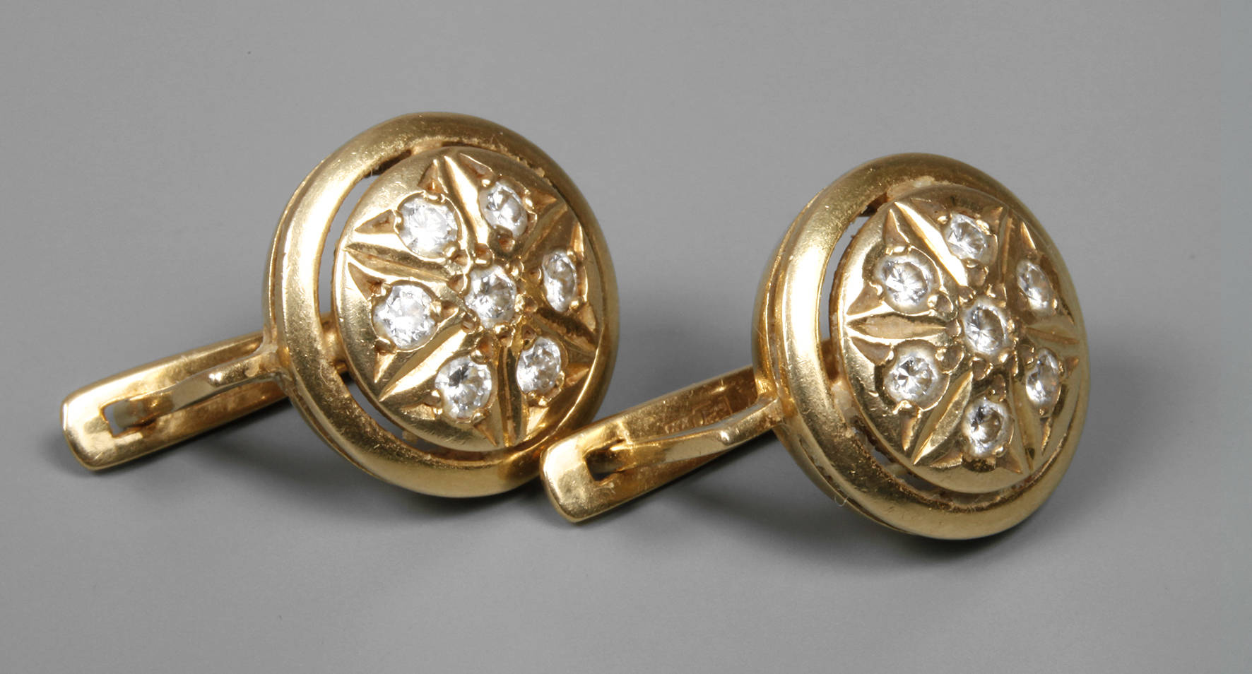 Russland Paar Ohrringe Gold mit Brillant