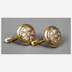 Russland Paar Ohrringe Gold mit Brillant