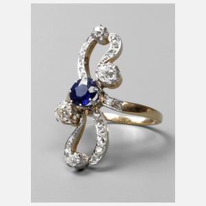 Großer Brillantring mit Saphir