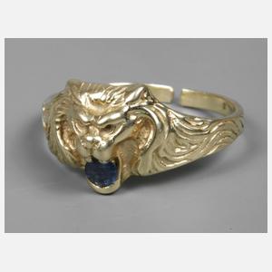 Löwenring mit Saphir