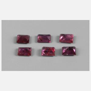 Sechs einzelne Rubine