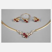 Schmuckset Gold Rubin und Brillant111
