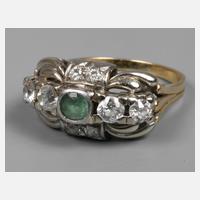 Art Déco Brillantring mit Smaragd111
