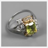 Damenring Brillant mit grünem Stein111