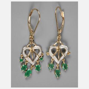 Paar Ohrhänger Smaragd
