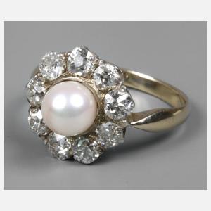 Brilliantring mit Perle
