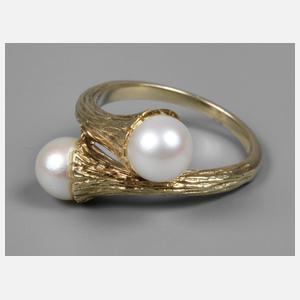 Goldring mit Zuchtperlen