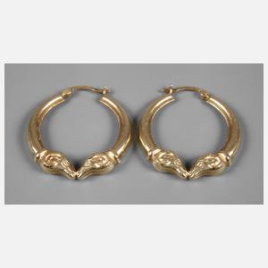 Paar Goldkreolen mit Widderköpfen