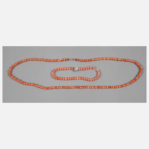 Korallencollier und Armband