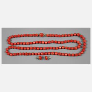 Korallenkette mit Ohrsteckern