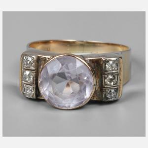 Goldring mit Amethyst und Diamant