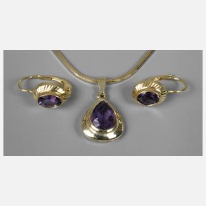 Collier und Ohrringe Amethyst