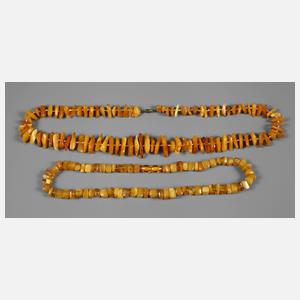 Zwei Bernsteinketten Butterscotch und Honigton