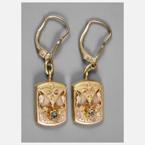 Paar Goldohrringe mit Diamant