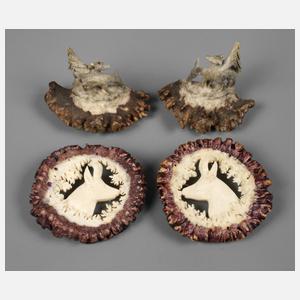 Vier Teile jagdlicher Hornschmuck