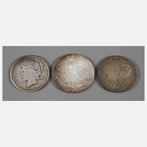 Drei Silberdollar USA