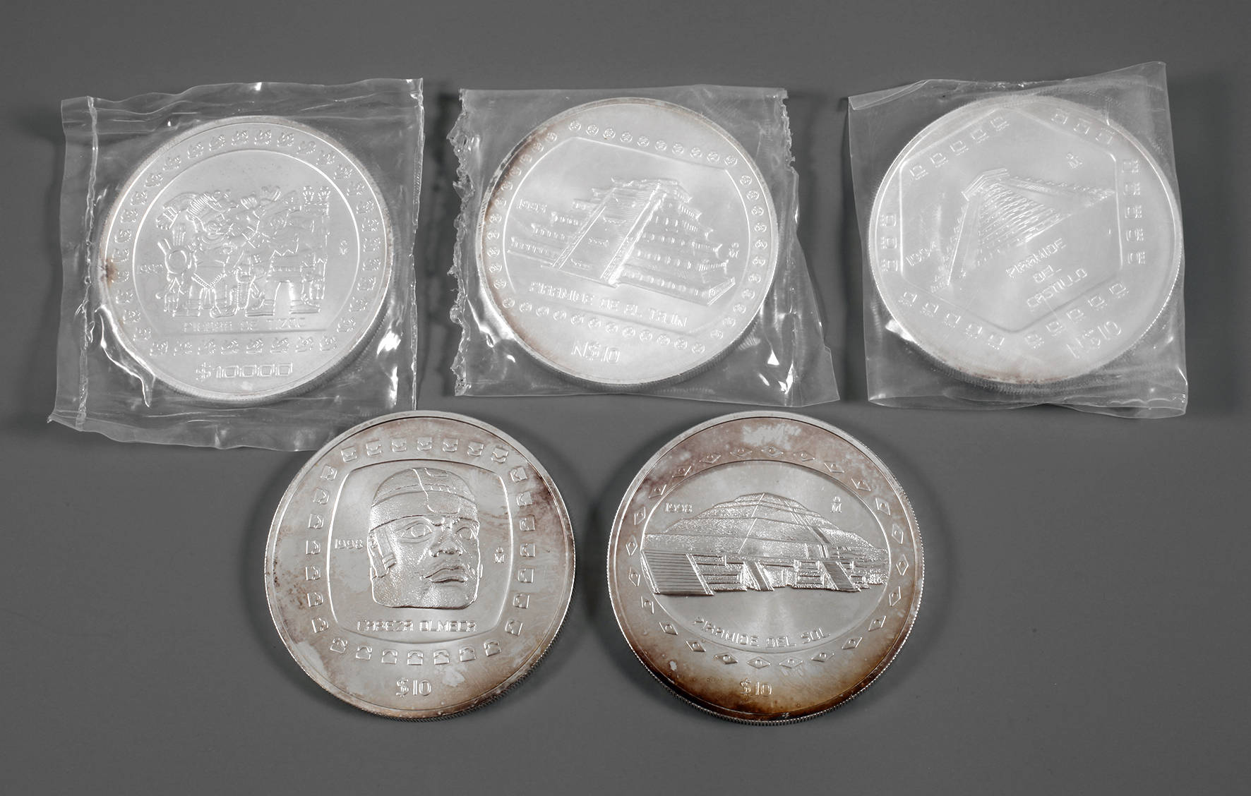 Fünf Sammlermünzen Mexiko