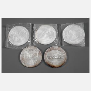 Fünf Sammlermünzen Mexiko