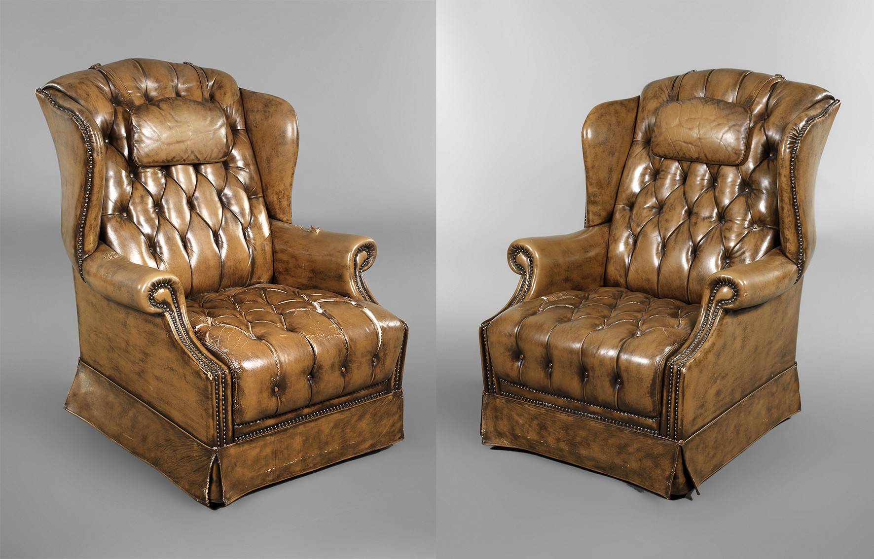 Paar Ohrenbackensessel Leder