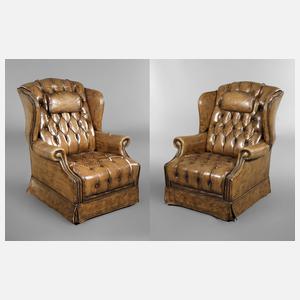 Paar Ohrenbackensessel Leder