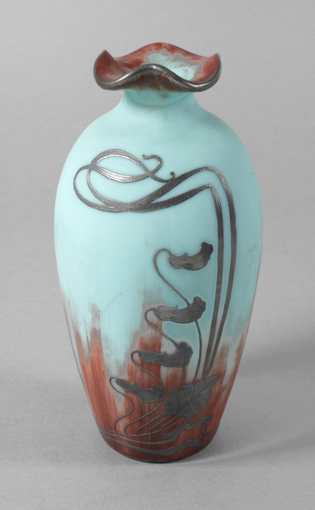 Jugendstilvase Silberoverlay