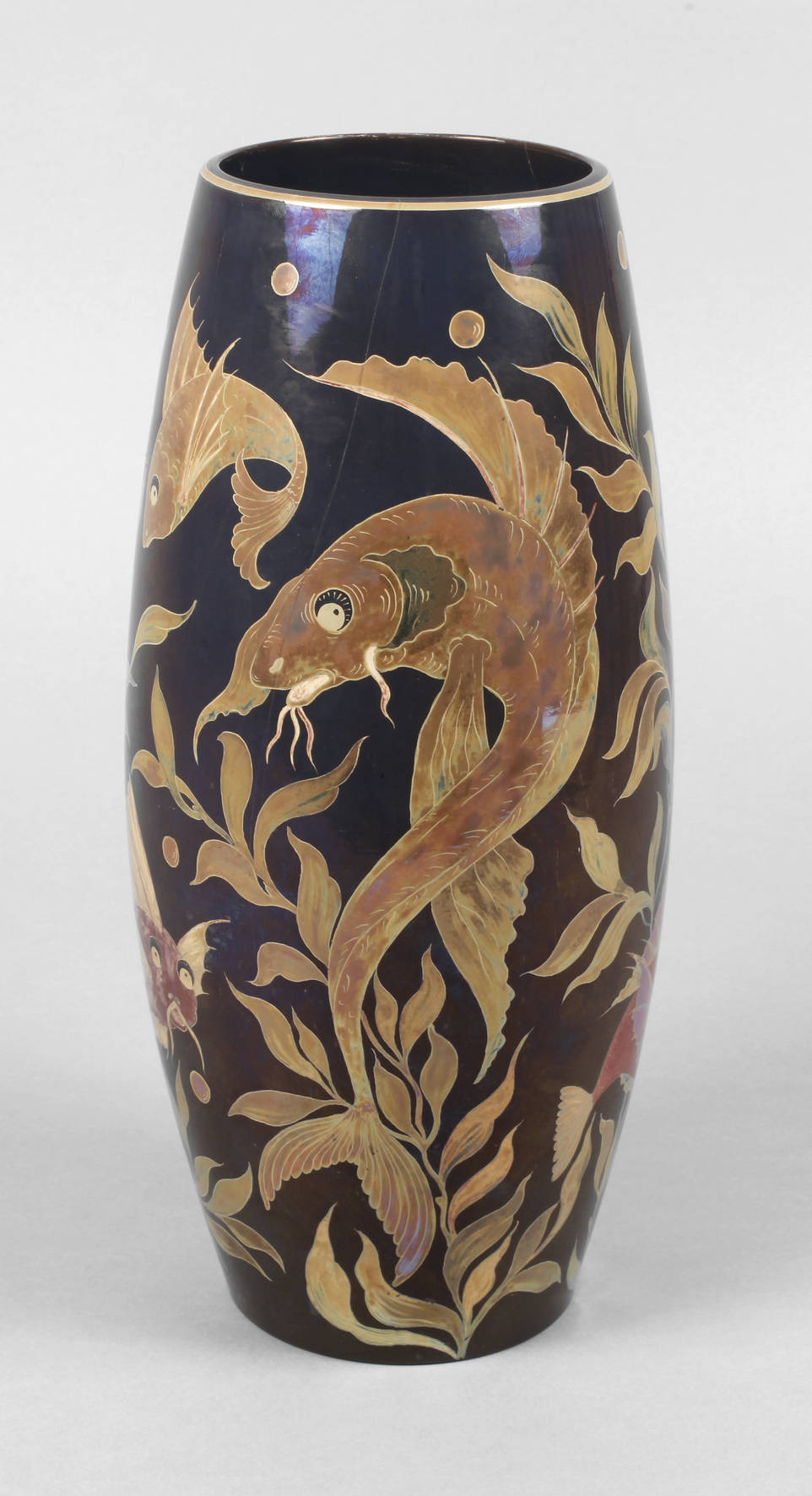 Zsolnay Pecs Jugendstilvase Fischdekor