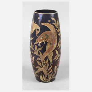 Zsolnay Pecs Jugendstilvase Fischdekor