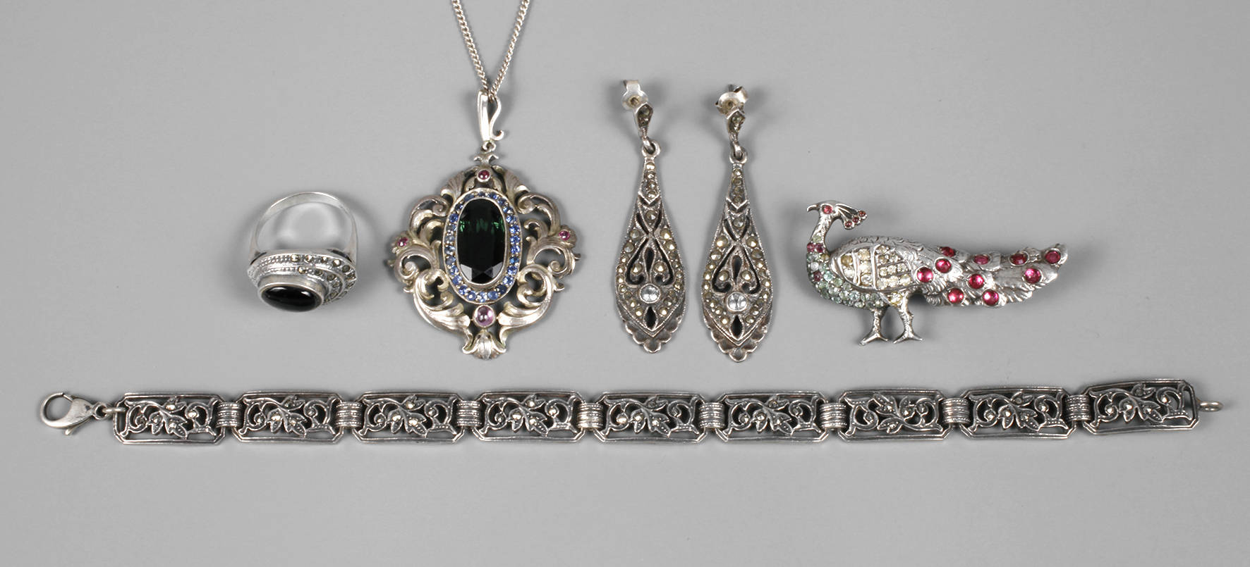 Konvolut Silberschmuck Art Déco