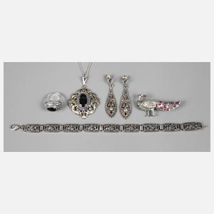 Konvolut Silberschmuck Art Déco