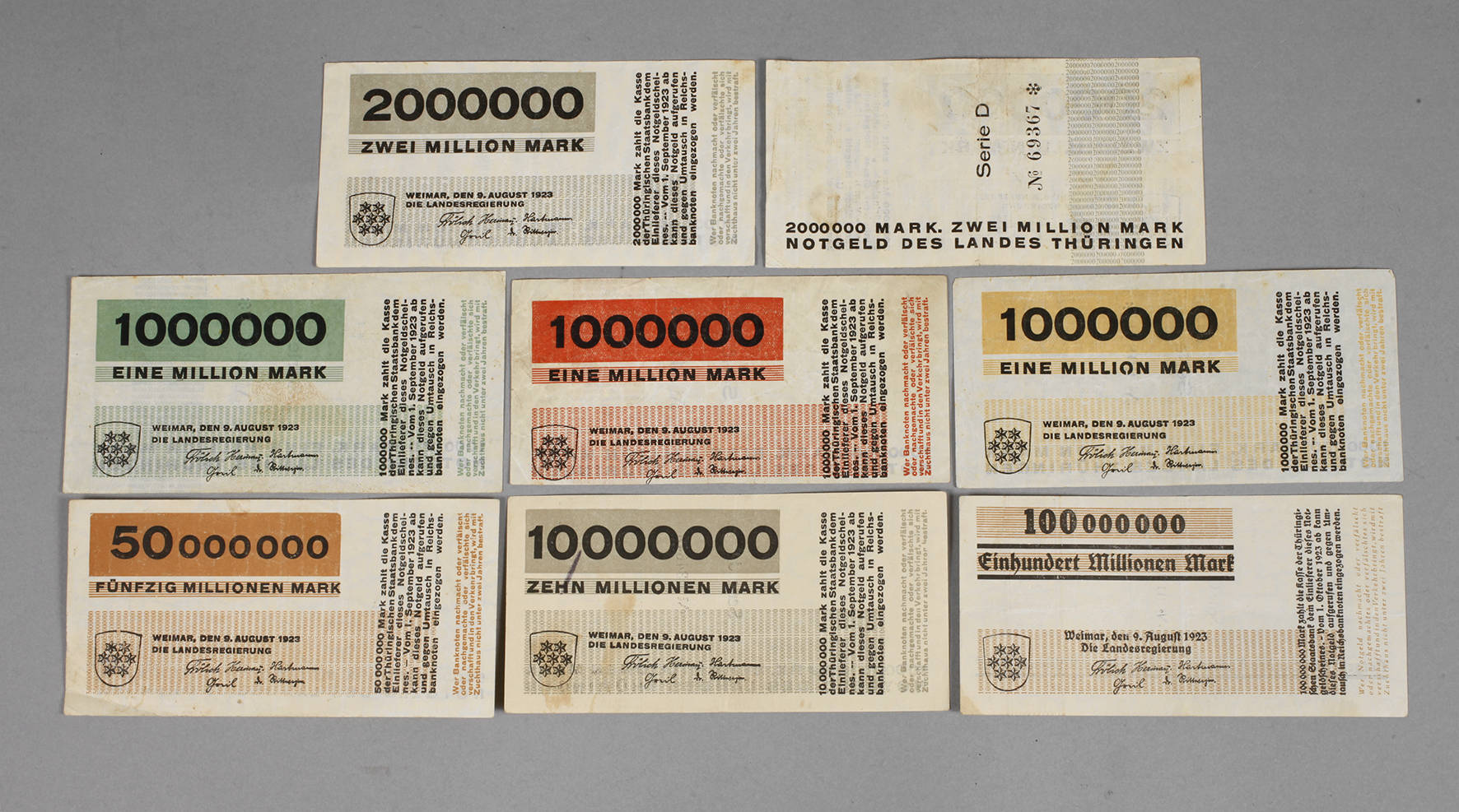 Herbert Bayer, Notgeld der Hyperinflation, Weimar, 1923