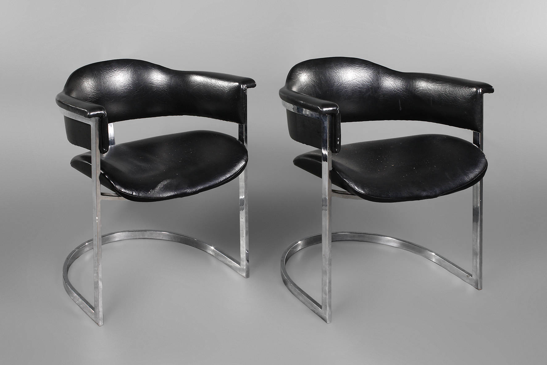 Paar Stahrohrsessel Vittorio Introini