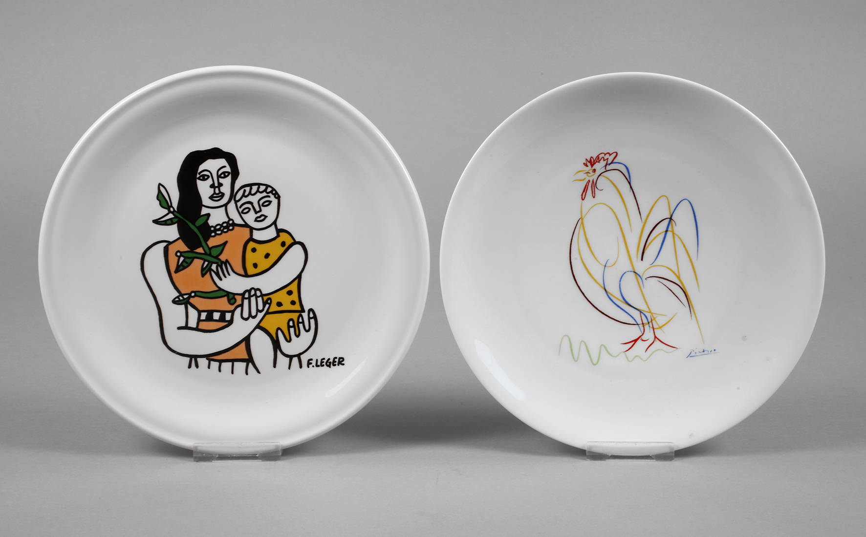 Zwei Künstlerteller Picasso und F. Leger
