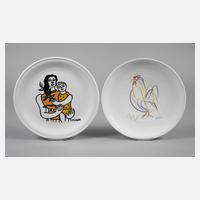 Zwei Künstlerteller Picasso und F. Leger111
