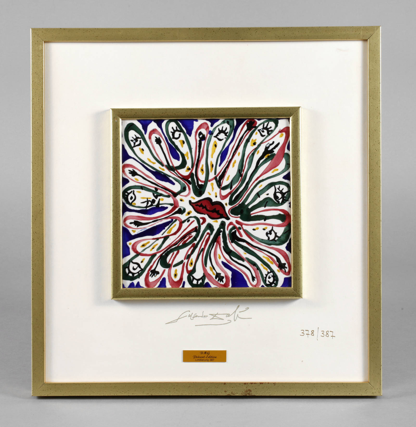 Dali, Salvadore, Gestaltete Keramikfliese, Limitierung 378/387, gerahmt