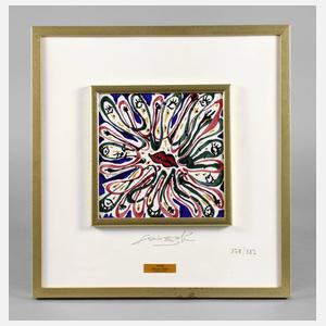 Dali, Salvadore, Gestaltete Keramikfliese, Limitierung 378/387, gerahmt