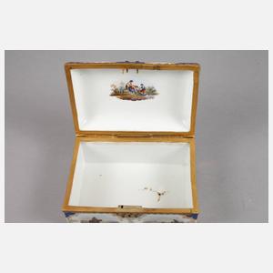 Deckeldose mit Kauffartheiszenen