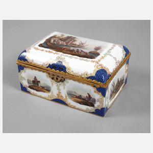 Deckeldose mit Kauffartheiszenen