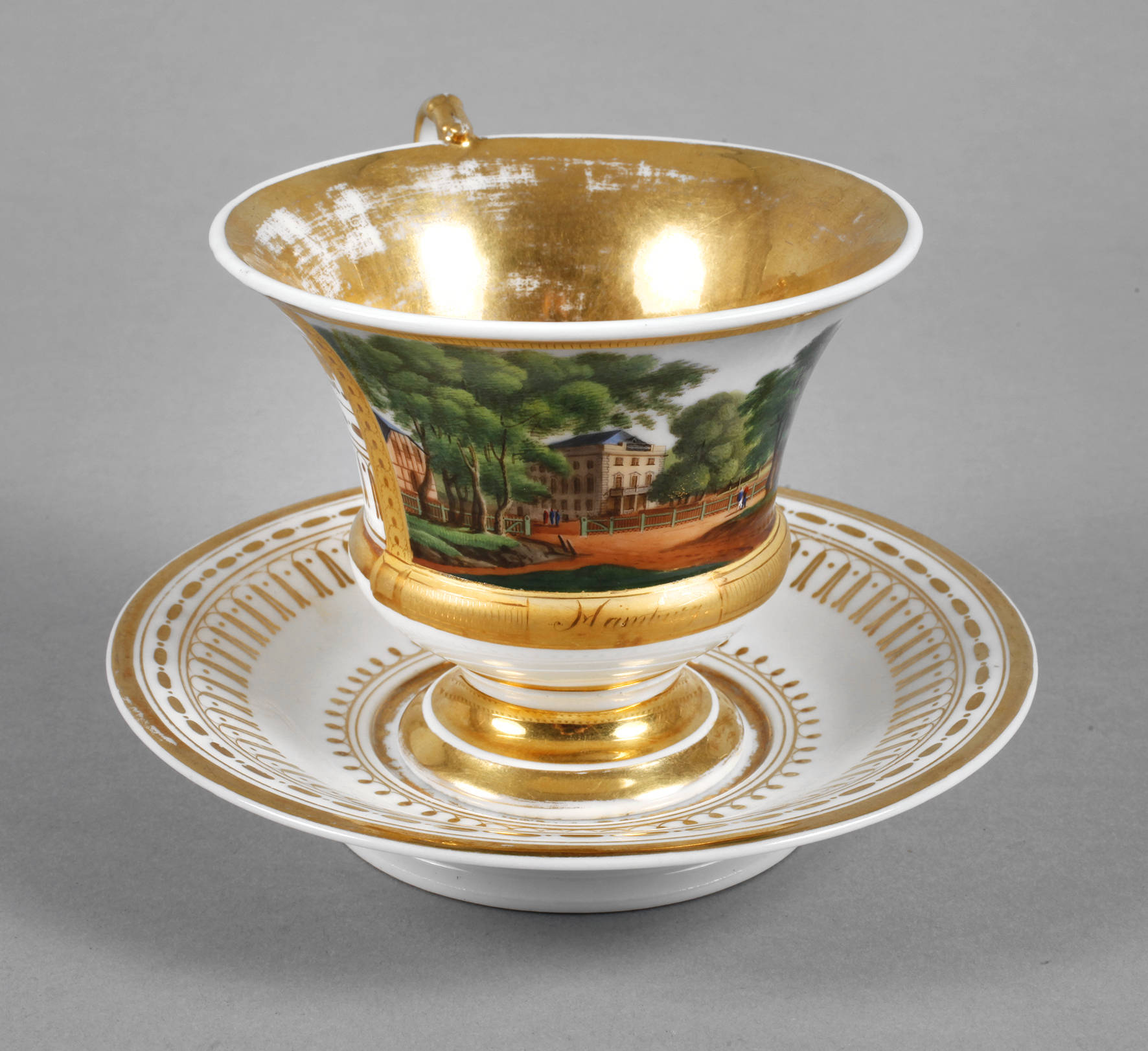 Große Biedermeier Schokoladentasse Mainburg