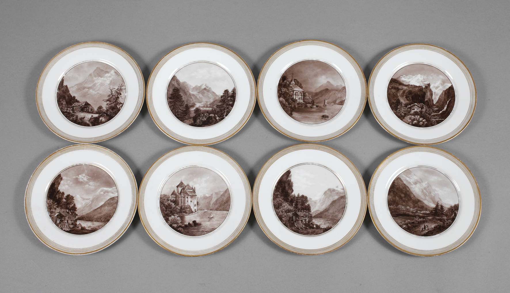 Acht Ansichtenteller Schweiz