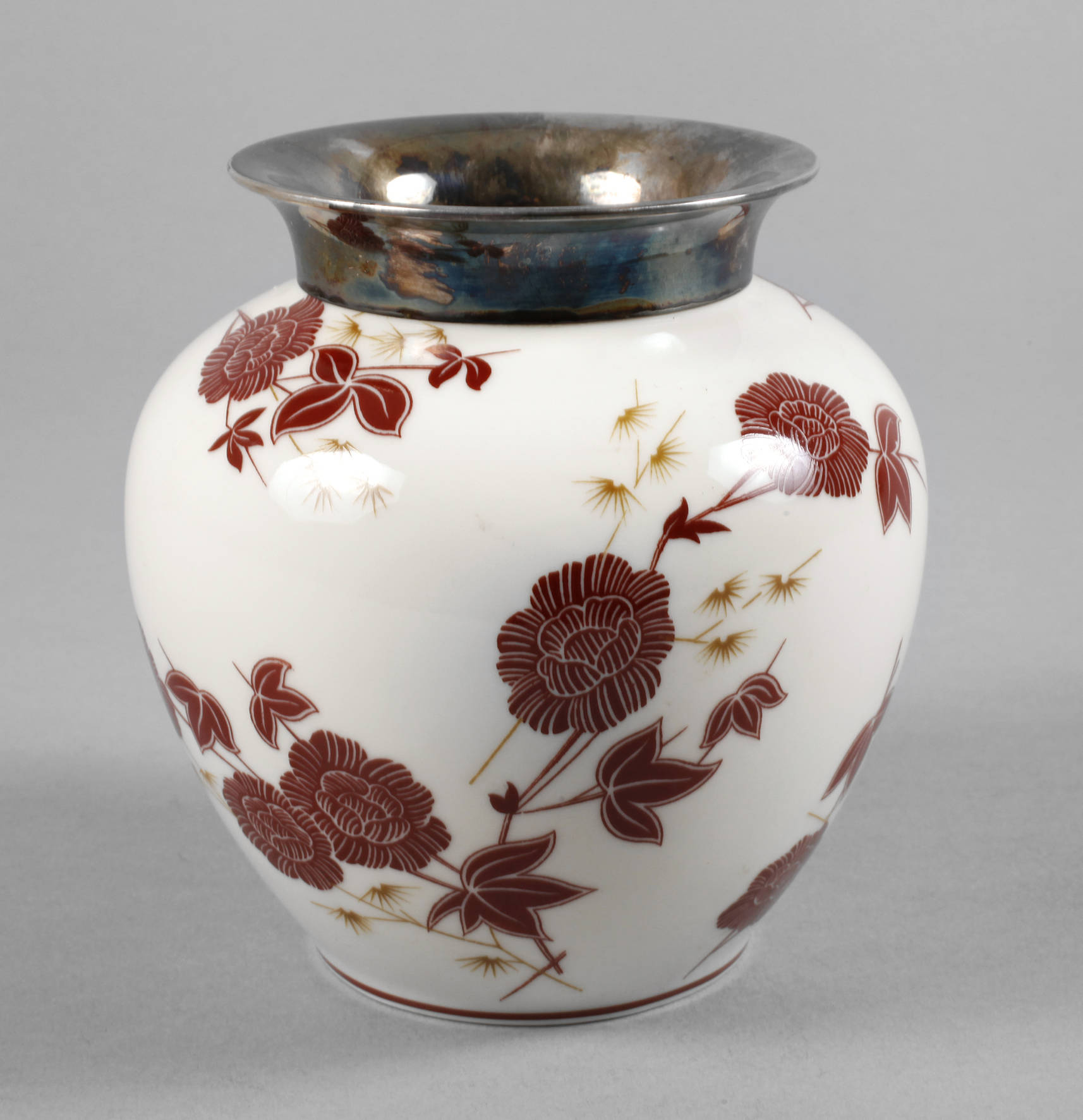 Hutschenreuther Art Déco Vase mit Silbermontierung