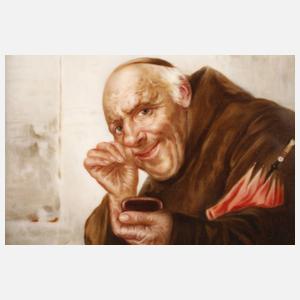 KPM Berlin Bildplatte schnupfender Mönch