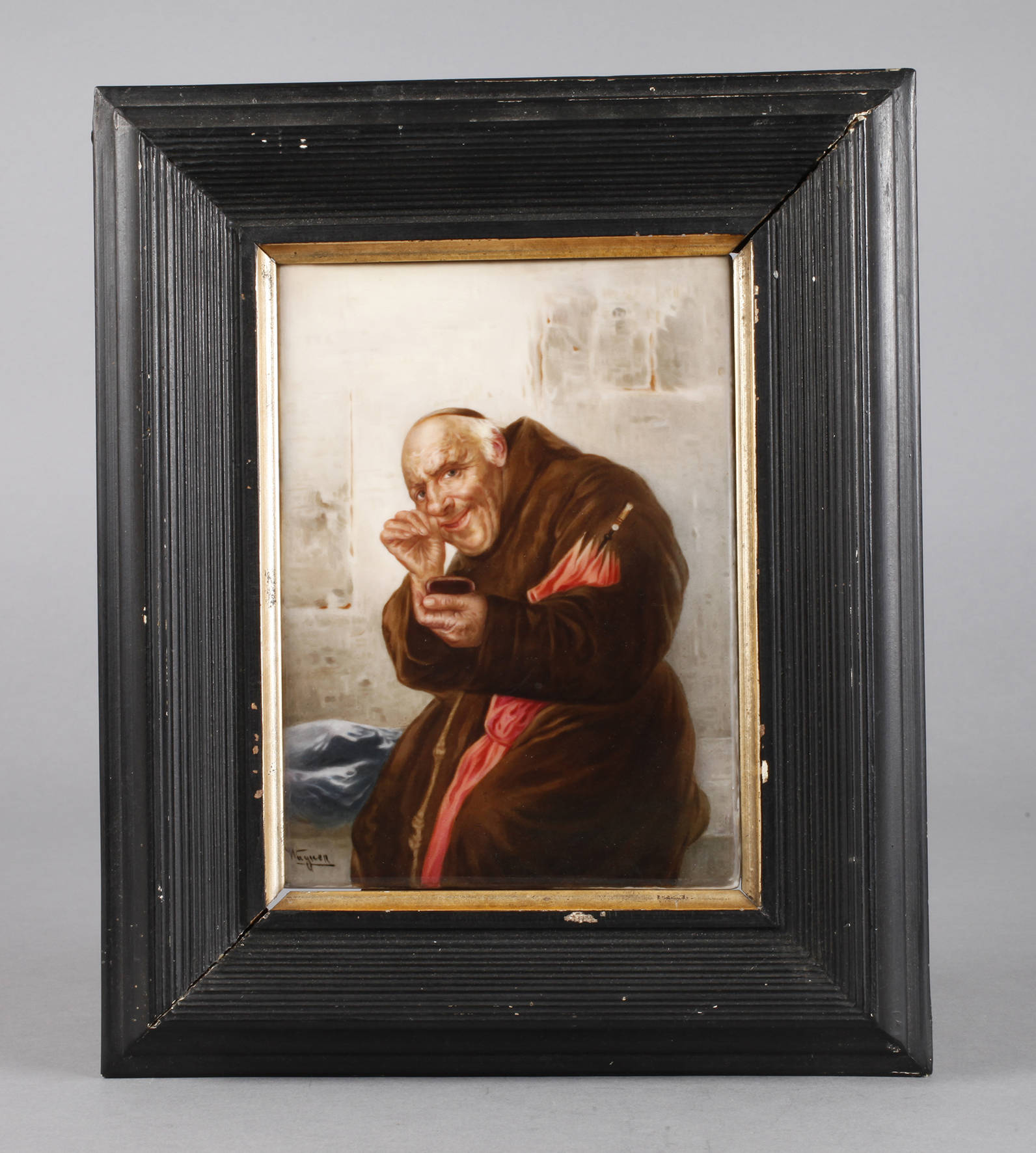 KPM Berlin Bildplatte schnupfender Mönch