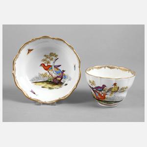 Meissen Tasse und Untertasse Vogelmalerei