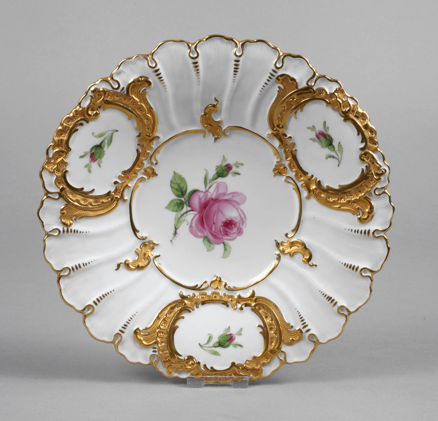 Meissen Prunkteller Rote Rose