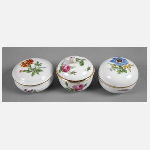 Meissen drei Deckeldosen