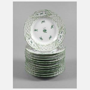 Meissen zwölf kleine Flechtrandteller