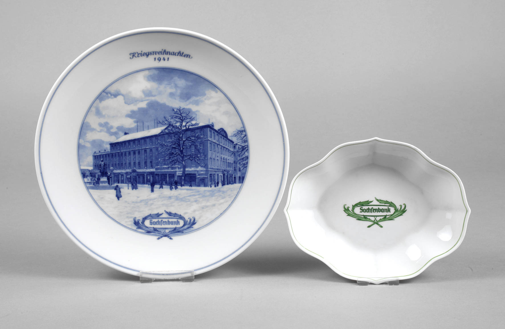 Meissen Schale und Teller Sachsenbank