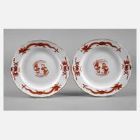 Meissen Zwei Teller roter Drache111